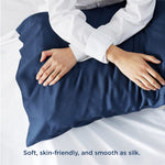 Cooling Pillow Cases Queen - 100% Rayon Derived from Bamboo Navy Blue Pillowcase, Soft & Breathable Pillow Cover