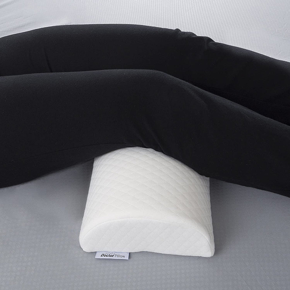 Bolster Pillow for Legs, Knees, Lower Back - 100% Memory Foam Half Moon  Pillow - Semi Roll Pillow for Lower Back Pain Relief - Great as Under Knee  Pillow, Leg Rest Pillow