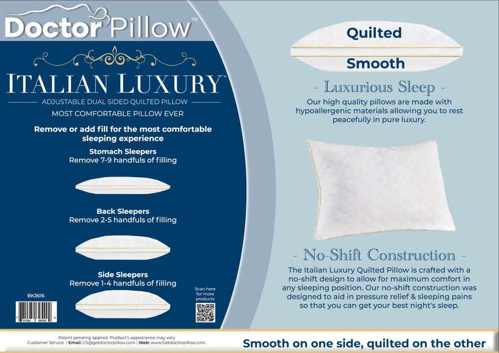 Italian Luxury Adjustable Quilted Pillow - King Size